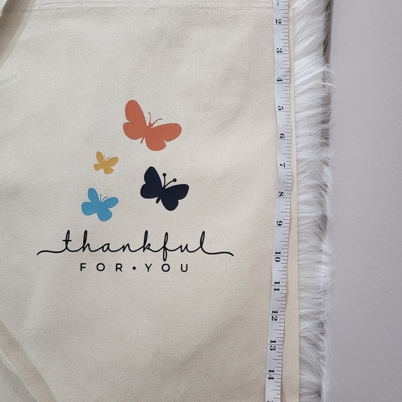 Port Authority Tote with Butterfly Design - Cream, Orange, Blue, Black Gift Bag - Picture 3 of 4